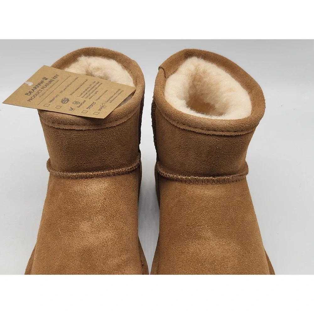 Bearpaw Alyssa Womens 5 Hickory Suede Winter‎ Boots Sheepskin Shoes